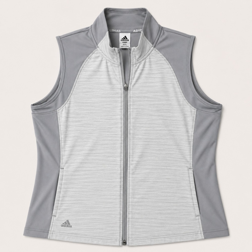 NWT Adidas Golf Full Zip Vest Womens Medium Gray Lightweight Performance